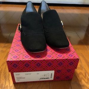 Tory Burch Black Tess Lancaster Suede Loafers